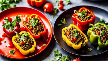 Spanish-inspired Stuffed Bell Peppers With Lentils