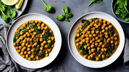 Spiced Chickpea and Spinach Curry (كاري حمص وسبانخ متبل)