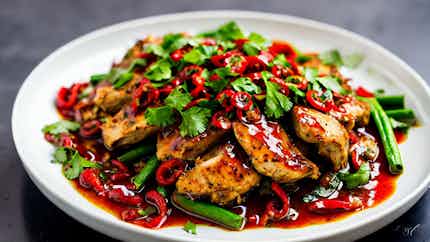 Spicy Szechuan Style Cilantro Chicken (四川辣香菜鸡)
