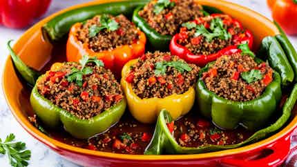 Steamed Stuffed Bell Peppers with Minced Meat (蒸填充甜椒肉末)