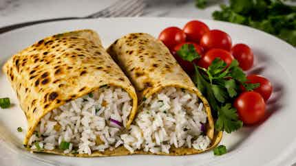 Tchep Blanc Burrito (Ivorian-style white rice and fish burrito)