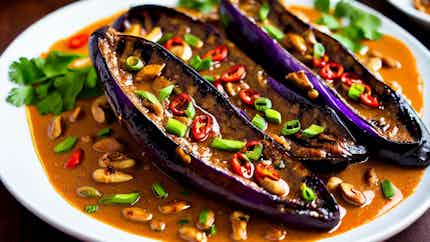 Terong Bakar Saus Kacang (grilled Eggplant With Peanut Sauce)
