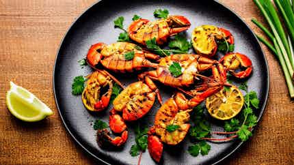 Udang Karang Bakar Mentega Bawang Putih (grilled Lobster With Garlic Butter)