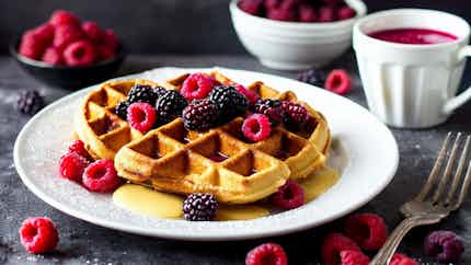 Wrist's Waffle Wonders: Fluffy Waffles With Berry Compote